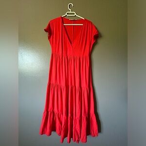 Zara Red maxi ruffle dress